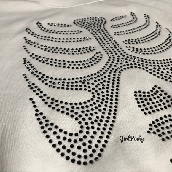 VS PINK BLING HALLOWEEN SWEATSHIRT WHITE & BLACK SKELETON RHINESTONE XS-XXL - Picture 3 of 8
